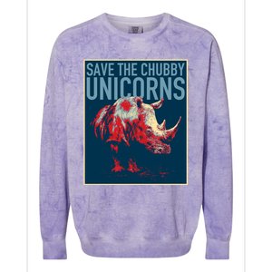 Save The Chubby Unicorns Gift Fat Rhino Funny Gift Colorblast Crewneck Sweatshirt