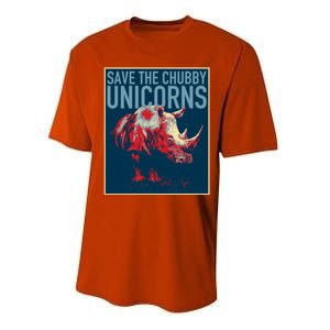 Save The Chubby Unicorns Gift Fat Rhino Funny Gift Performance Sprint T-Shirt