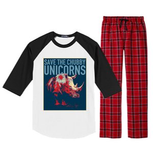 Save The Chubby Unicorns Gift Fat Rhino Funny Gift Raglan Sleeve Pajama Set