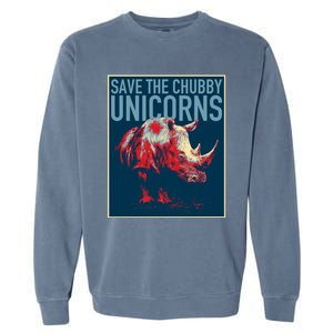 Save The Chubby Unicorns Gift Fat Rhino Funny Gift Garment-Dyed Sweatshirt