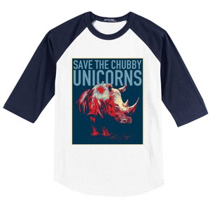 Save The Chubby Unicorns Gift Fat Rhino Funny Gift Baseball Sleeve Shirt