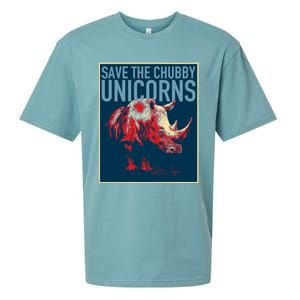 Save The Chubby Unicorns Gift Fat Rhino Funny Gift Sueded Cloud Jersey T-Shirt