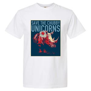 Save The Chubby Unicorns Gift Fat Rhino Funny Gift Garment-Dyed Heavyweight T-Shirt