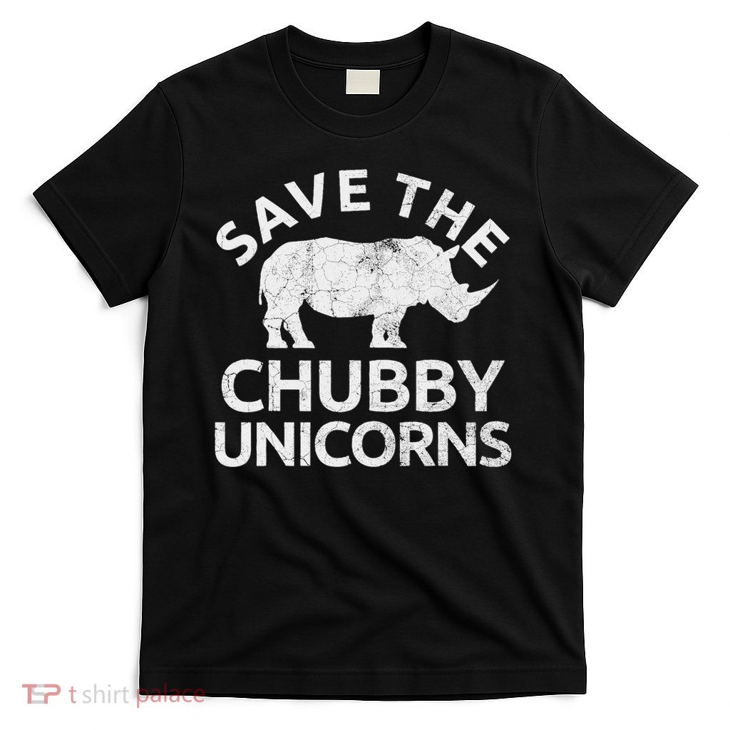 Save The Chubby Unicorns Rhino Distressed Top T-Shirt