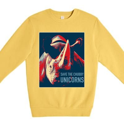 Save The Chubby Unicorns Gift Fat Rhino Funny Cool Gift Premium Crewneck Sweatshirt