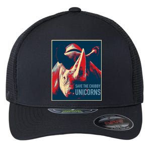 Save The Chubby Unicorns Gift Fat Rhino Funny Cool Gift Flexfit Unipanel Trucker Cap