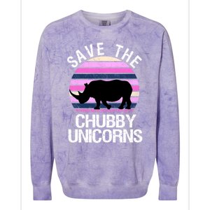 Save The Chubby Unicorns Gift Retro Style Rhino Gift Colorblast Crewneck Sweatshirt