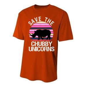 Save The Chubby Unicorns Gift Retro Style Rhino Gift Performance Sprint T-Shirt