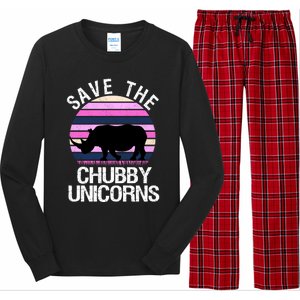 Save The Chubby Unicorns Gift Retro Style Rhino Gift Long Sleeve Pajama Set