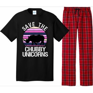 Save The Chubby Unicorns Gift Retro Style Rhino Gift Pajama Set