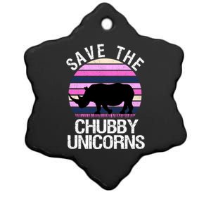 Save The Chubby Unicorns Gift Retro Style Rhino Gift Ceramic Star Ornament