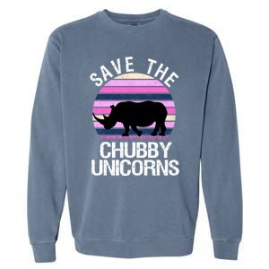 Save The Chubby Unicorns Gift Retro Style Rhino Gift Garment-Dyed Sweatshirt