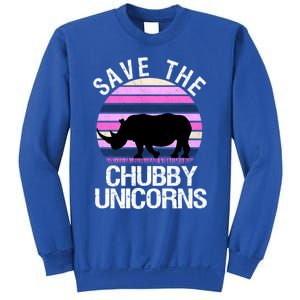 Save The Chubby Unicorns Gift Retro Style Rhino Gift Sweatshirt