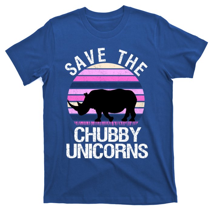 Save The Chubby Unicorns Gift Retro Style Rhino Gift T-Shirt