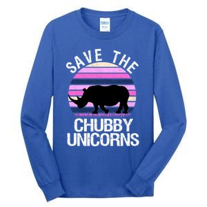 Save The Chubby Unicorns Gift Retro Style Rhino Gift Tall Long Sleeve T-Shirt