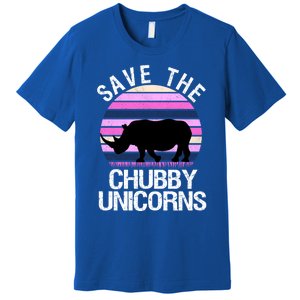 Save The Chubby Unicorns Gift Retro Style Rhino Gift Premium T-Shirt