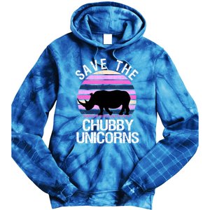 Save The Chubby Unicorns Gift Retro Style Rhino Gift Tie Dye Hoodie