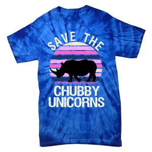 Save The Chubby Unicorns Gift Retro Style Rhino Gift Tie-Dye T-Shirt