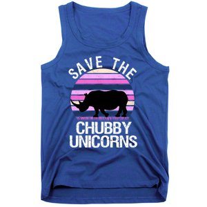 Save The Chubby Unicorns Gift Retro Style Rhino Gift Tank Top