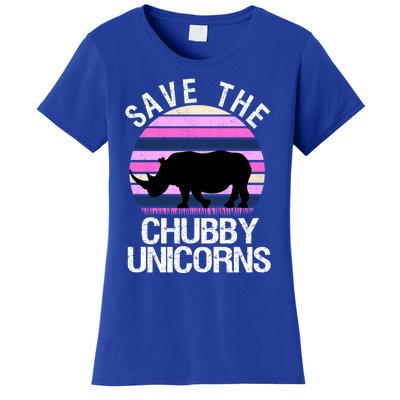 Save The Chubby Unicorns Gift Retro Style Rhino Gift Women's T-Shirt