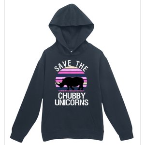 Save The Chubby Unicorns Gift Retro Style Rhino Gift Urban Pullover Hoodie