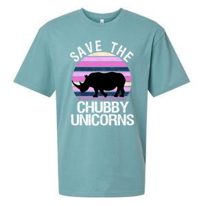 Save The Chubby Unicorns Gift Retro Style Rhino Gift Sueded Cloud Jersey T-Shirt