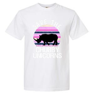 Save The Chubby Unicorns Gift Retro Style Rhino Gift Garment-Dyed Heavyweight T-Shirt