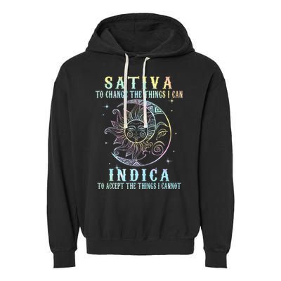 Sativa To Change The Things I Can Indica Cannabis W Tie Dye Garment-Dyed Fleece Hoodie