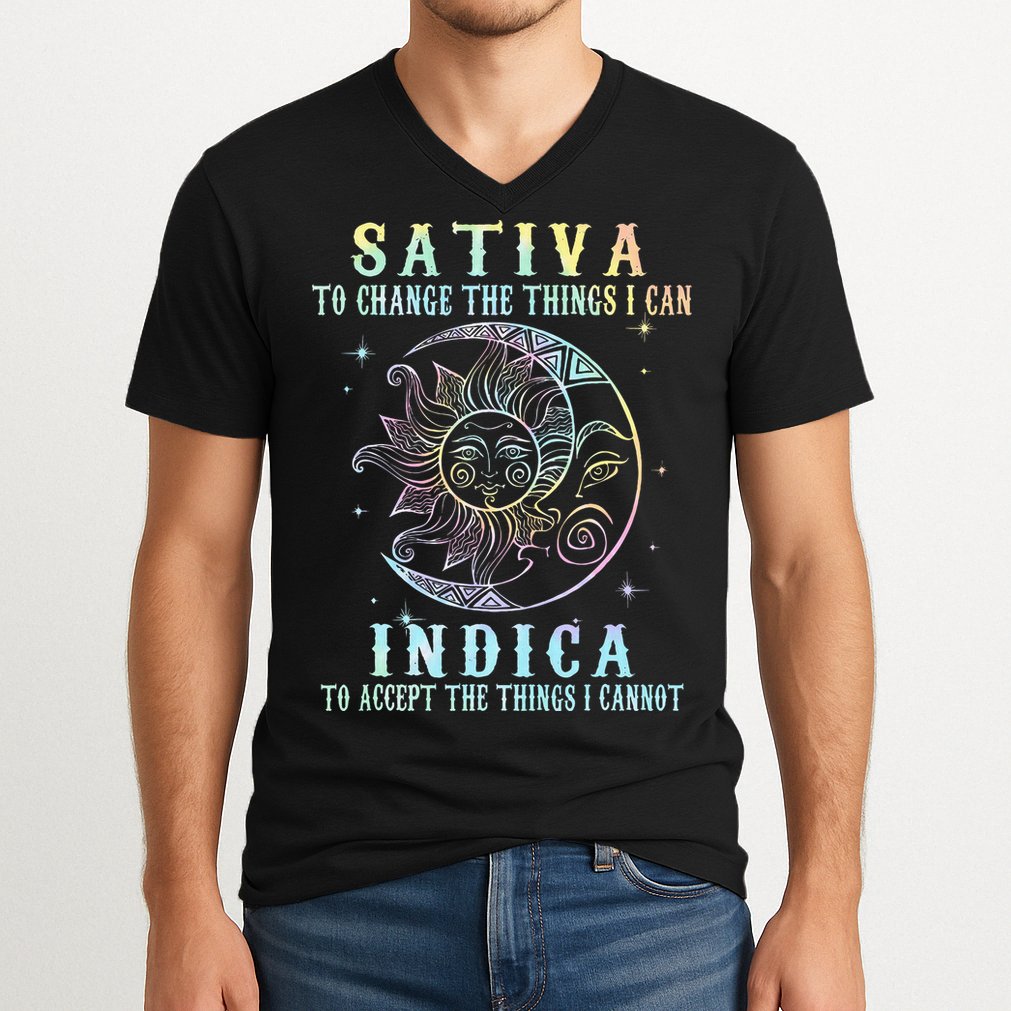 Sativa To Change The Things I Can Indica Cannabis W Tie Dye V-Neck T-Shirt