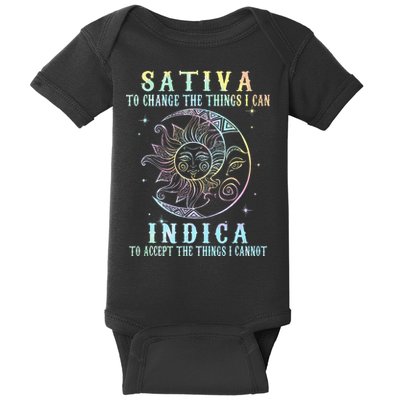 Sativa To Change The Things I Can Indica Cannabis W Tie Dye Baby Bodysuit