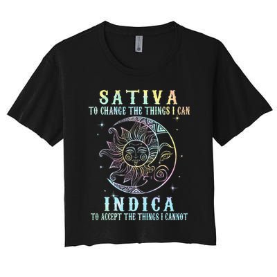 Sativa To Change The Things I Can Indica Cannabis W Tie Dye Crop Top
