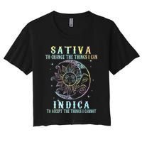 Sativa To Change The Things I Can Indica Cannabis W Tie Dye Women's Crop Top Tee