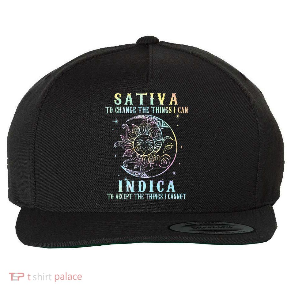 Sativa To Change The Things I Can Indica Cannabis W Tie Dye Wool Snapback Cap