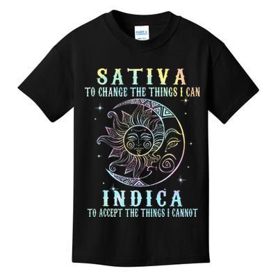 Sativa To Change The Things I Can Indica Cannabis W Tie Dye Kids T-Shirt
