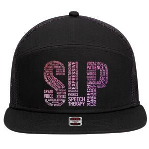 Speech Therapist Cute Gift Slp Speech Therapy Funny Gift 7 Panel Mesh Trucker Snapback Hat