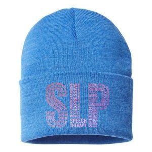 Speech Therapist Cute Gift Slp Speech Therapy Funny Gift Sustainable Knit Beanie