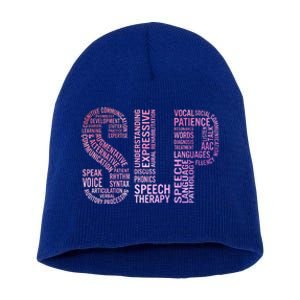 Speech Therapist Cute Gift Slp Speech Therapy Funny Gift Short Acrylic Beanie