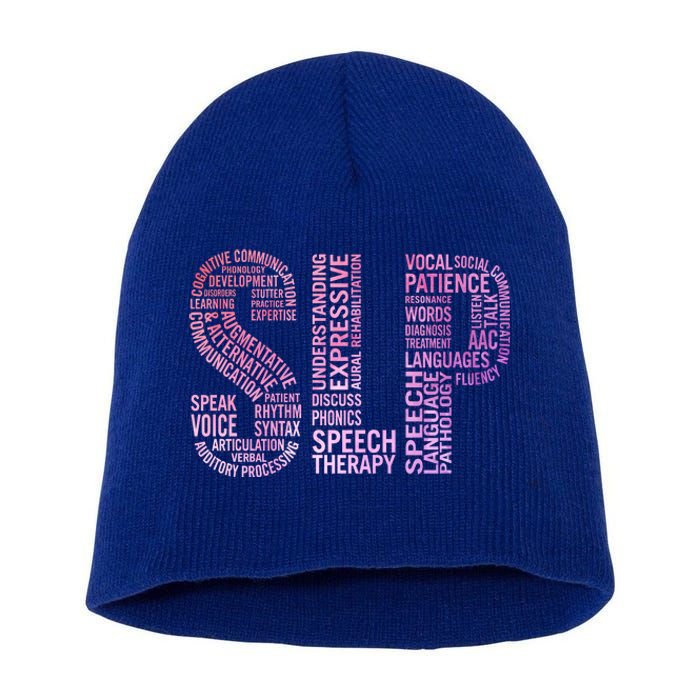 Speech Therapist Cute Gift Slp Speech Therapy Funny Gift Short Acrylic Beanie