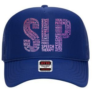 Speech Therapist Cute Gift Slp Speech Therapy Funny Gift High Crown Mesh Back Trucker Hat