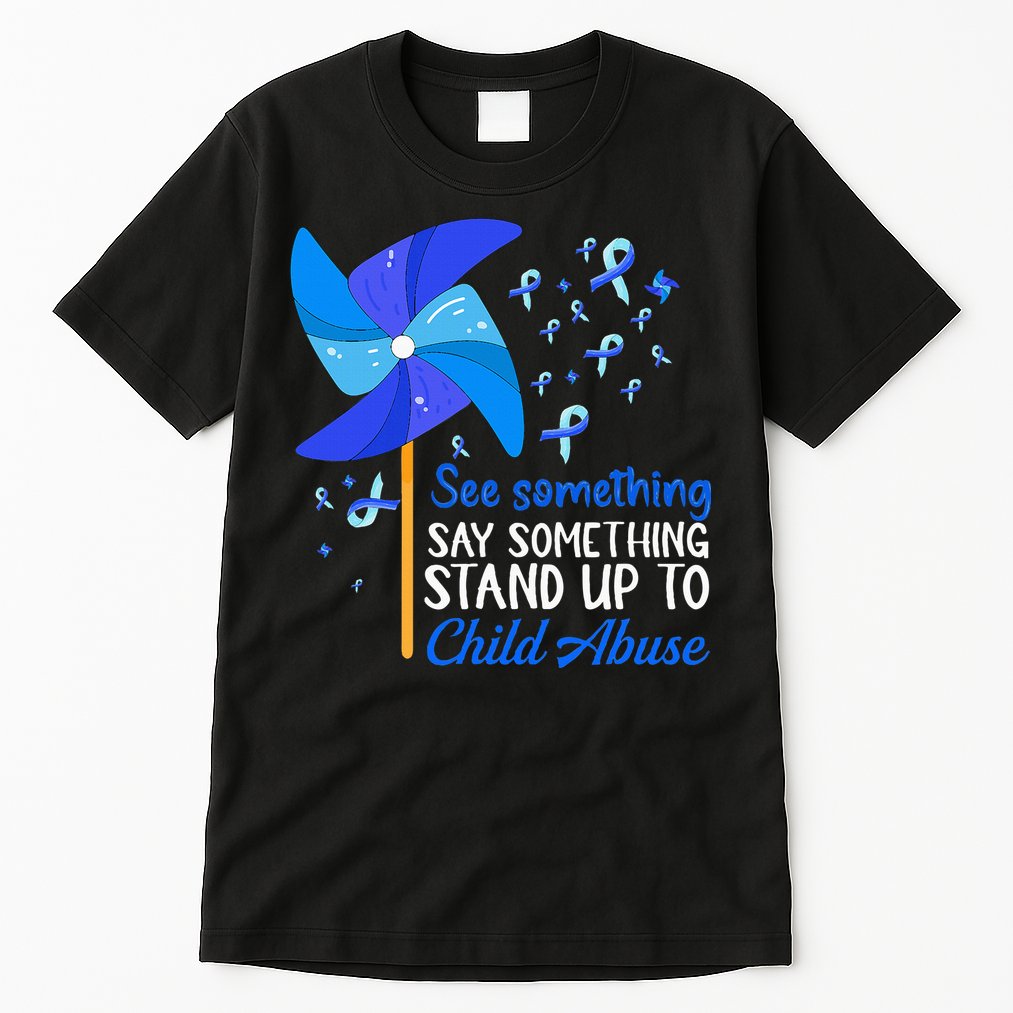 Standup To Child Abuse Prevention Awareness Blue Pinwheel Tall T-Shirt