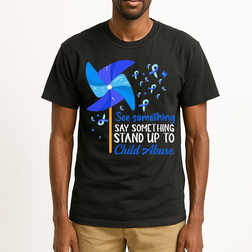 Standup To Child Abuse Prevention Awareness Blue Pinwheel Tall T-Shirt
