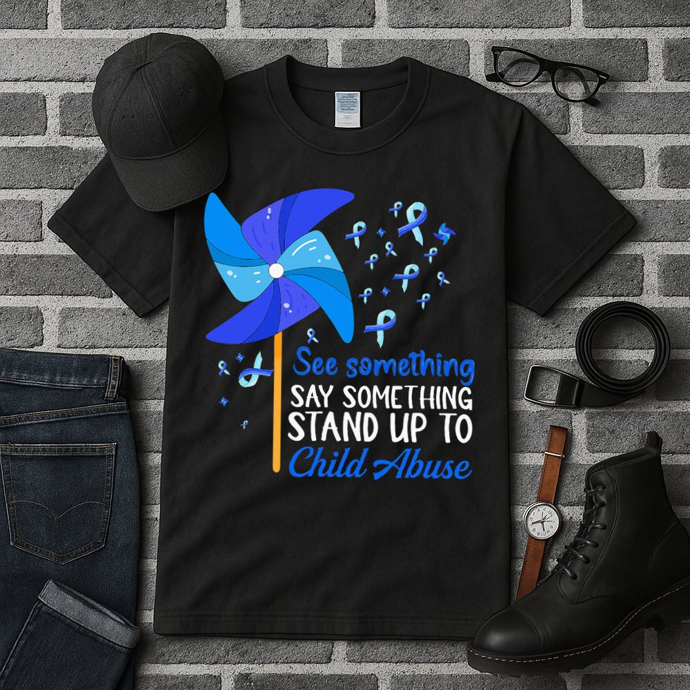 Standup To Child Abuse Prevention Awareness Blue Pinwheel Tall T-Shirt