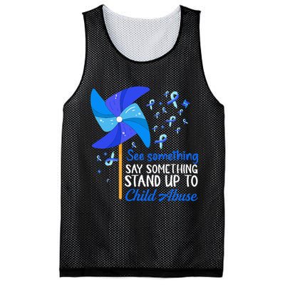 Standup To Child Abuse Prevention Awareness Blue Pinwheel Mesh Reversible Basketball Jersey Tank
