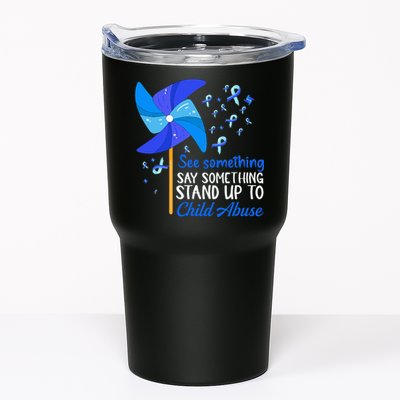 Standup To Child Abuse Prevention Awareness Blue Pinwheel Tumbler