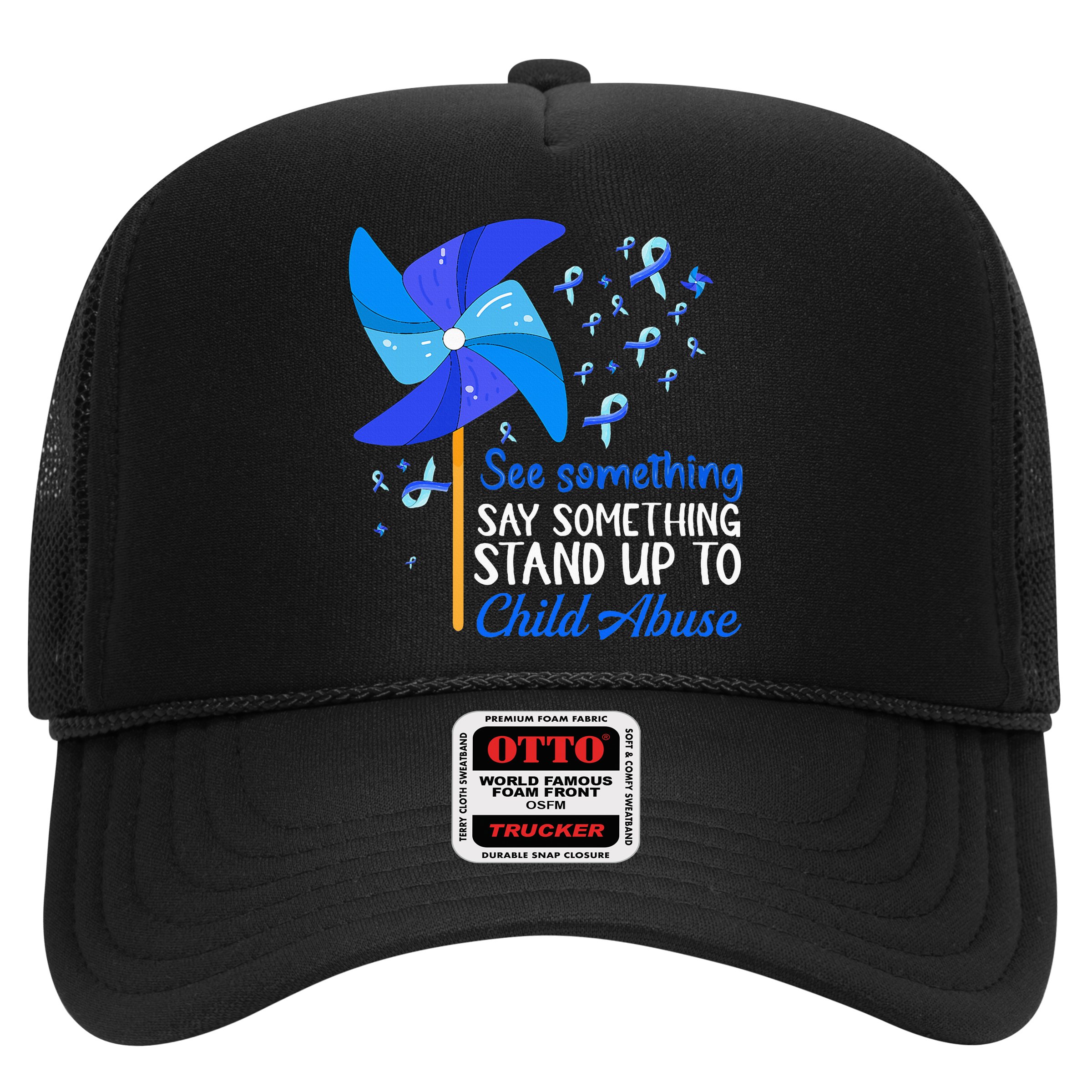 Standup To Child Abuse Prevention Awareness Blue Pinwheel Hat