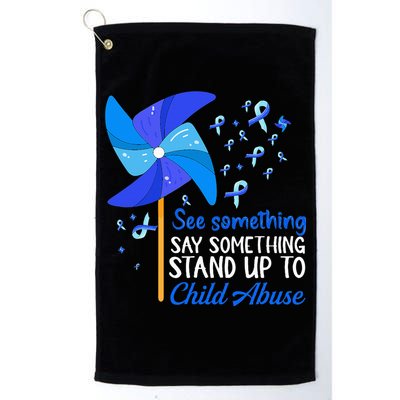 Standup To Child Abuse Prevention Awareness Blue Pinwheel Golf Towel