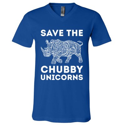 Save The Chubby Unicorns Graphic Gift V-Neck T-Shirt