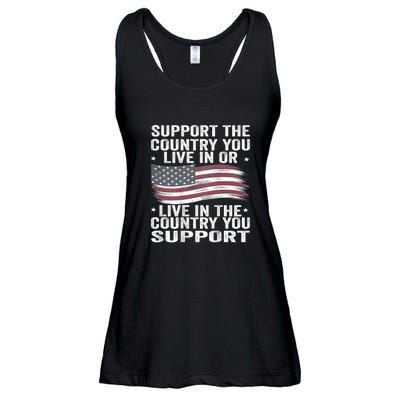 Support The Country You Live In Or Live In Where You Support Ladies Essential Flowy Tank