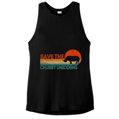 Save The Chubby Unicorns Funny Rhino Chubby Unicorn Ladies PosiCharge Tri-Blend Wicking Tank