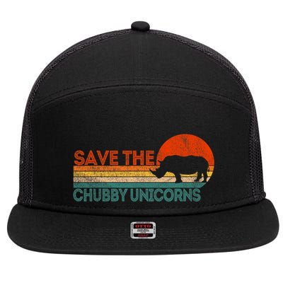 Save The Chubby Unicorns Funny Rhino Chubby Unicorn 7 Panel Mesh Trucker Snapback Hat